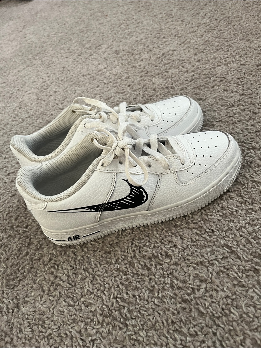 Nike Air Force 1 Doodle Swoosh Sneakers (5.5Y or Women’s 7)